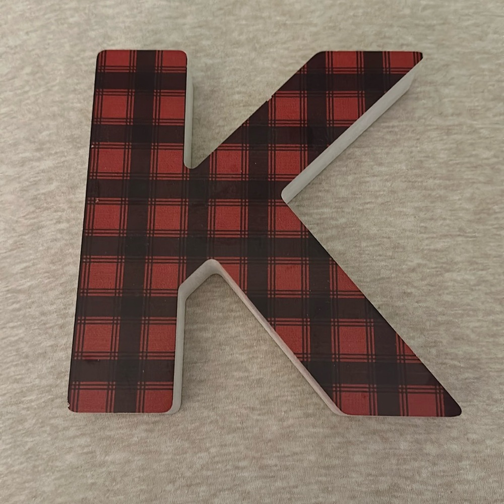 Initial Letter K - Red and Black Plaid